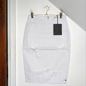 ONE TEASPOON White Beauty Freelove Cotton Distressed Denim Skirt NEW Size 24